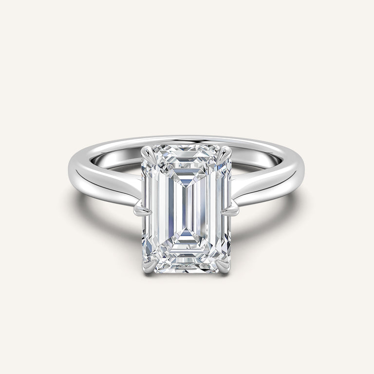 Image for Emerald Cut Tulip Style Cathedral Engagement Ring | 14k White Gold