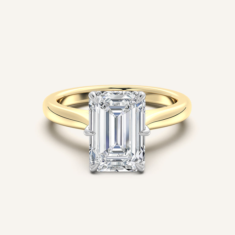 Image for Emerald Cut Tulip Style Cathedral Engagement Ring | 14k Two Tone