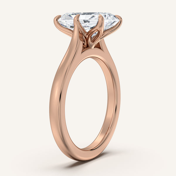 Radiant Cut Tulip Style Cathedral Engagement Ring | 18k Rose Gold