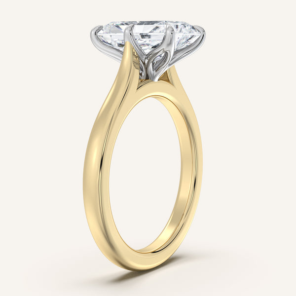 Radiant Cut Tulip Style Cathedral Engagement Ring | 18k Two Tone