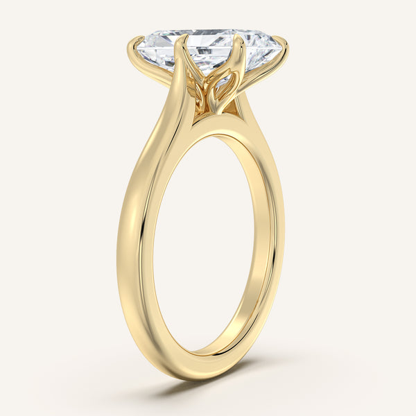 Radiant Cut Tulip Style Cathedral Engagement Ring | 18k Yellow Gold
