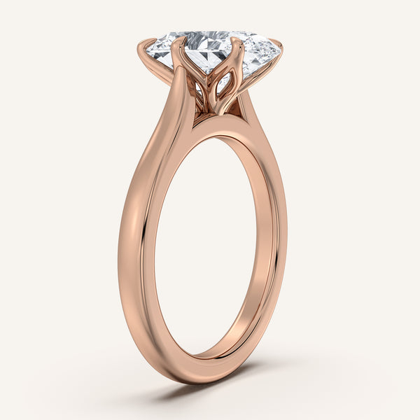 Oval Tulip Style Cathedral Engagement Ring | 18k Rose Gold