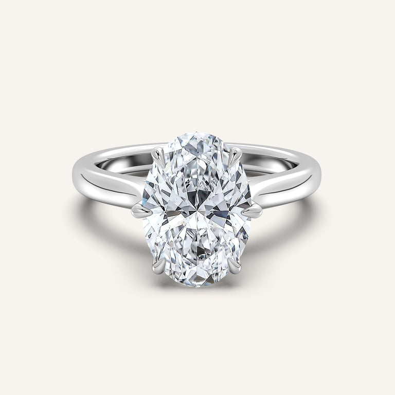 Image for Oval Tulip Style Cathedral Engagement Ring | 14k White Gold