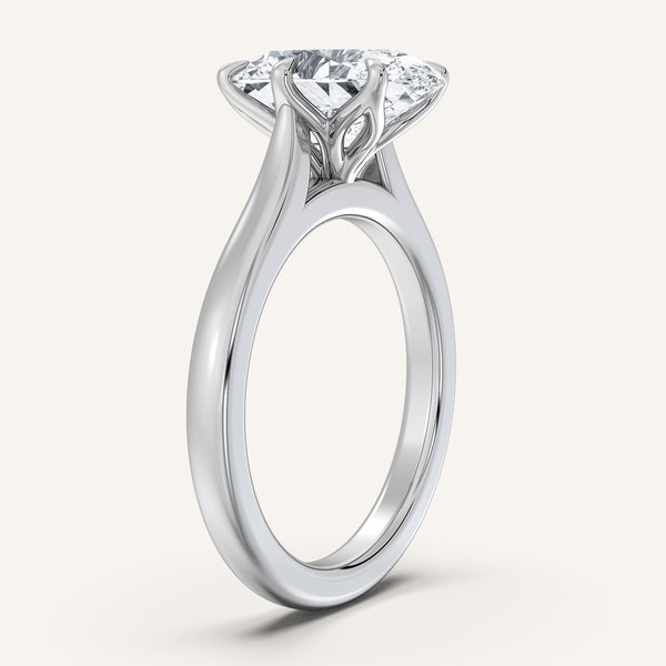 Oval Tulip Style Cathedral Engagement Ring | 18k White Gold