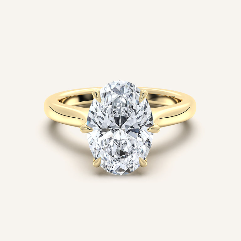 Image for Oval Tulip Style Cathedral Engagement Ring | 14k Yellow Gold
