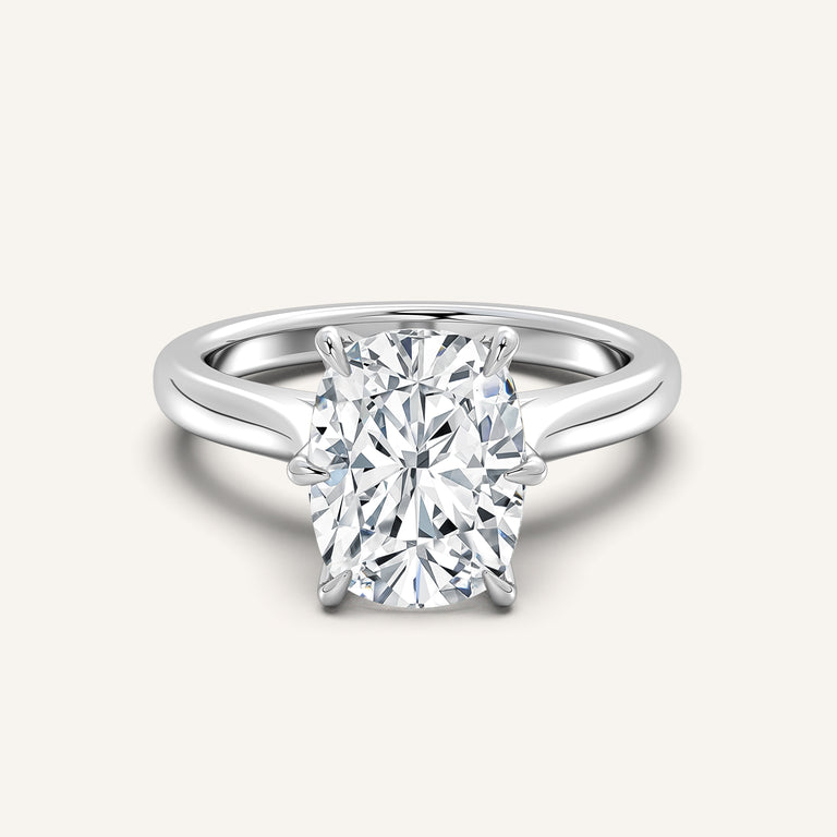 Image for Cushion Cut Tulip Style Cathedral Engagement Ring | 14k White Gold