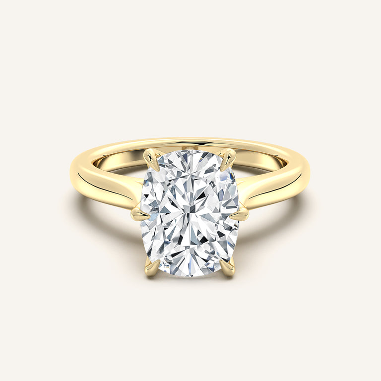 Image for Cushion Cut Tulip Style Cathedral Engagement Ring | 14k Yellow Gold