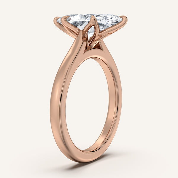 Marquise Tulip Style Cathedral Engagement Ring | 18k Rose Gold