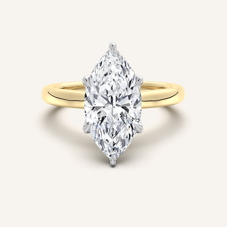 Image for Marquise Tulip Style Cathedral Engagement Ring | 14k Two Tone