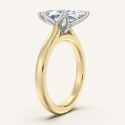 Image for Marquise Tulip Style Cathedral Engagement Ring | 18k Two Tone
