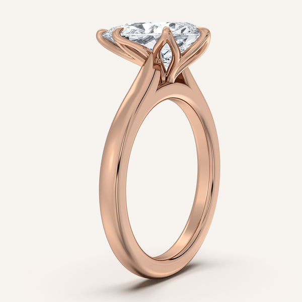 Pear Shape Tulip Style Cathedral Engagement Ring | 18k Rose Gold