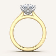 Image for Round Tulip Style Cathedral Engagement Ring | 18k Two Tone