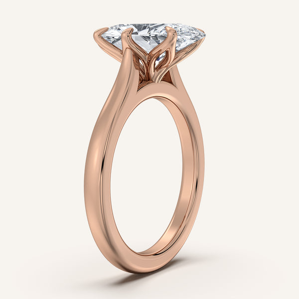 Moval Tulip Style Cathedral Engagement Ring | 18k Rose Gold
