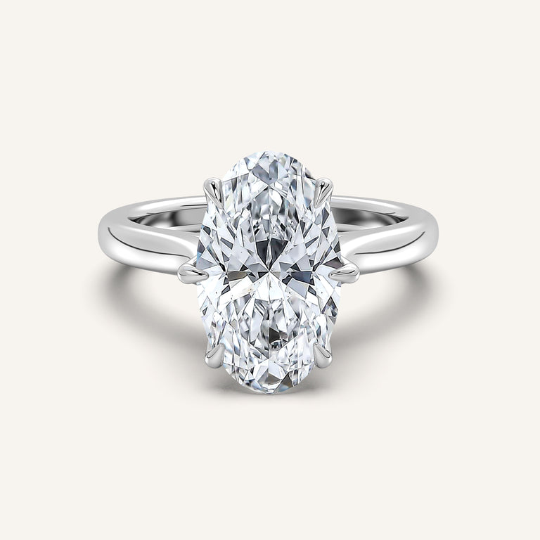 Image for Moval Tulip Style Cathedral Engagement Ring | Platinum