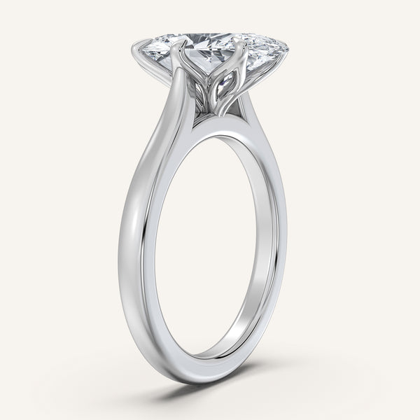 Moval Tulip Style Cathedral Engagement Ring | 18k White Gold