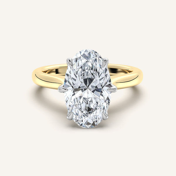 Moval Tulip Style Cathedral Engagement Ring | 18k Two Tone