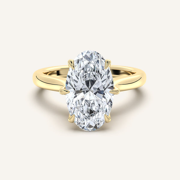 Moval Tulip Style Cathedral Engagement Ring | 18k Yellow Gold