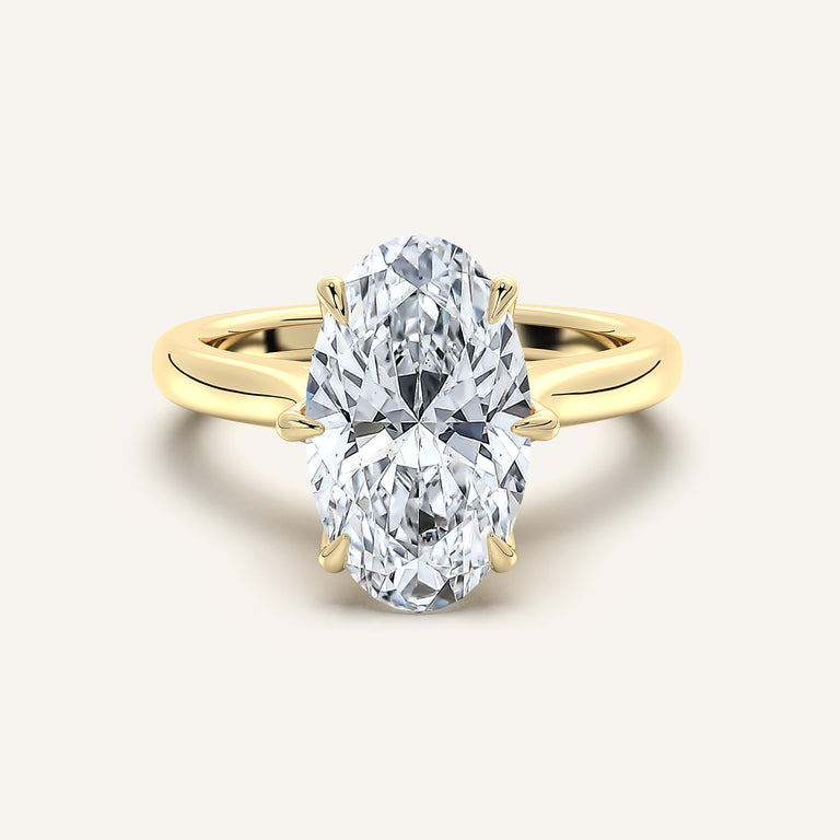Image for Moval Tulip Style Cathedral Engagement Ring | 18k Yellow Gold
