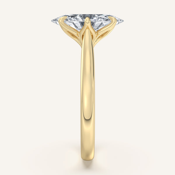 Moval Tulip Style Cathedral Engagement Ring | 18k Yellow Gold