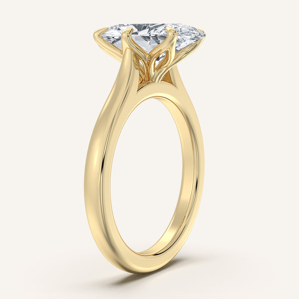 Moval Tulip Style Cathedral Engagement Ring | 18k Yellow Gold