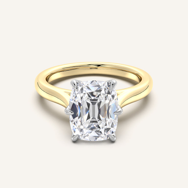 Image for Old Mine Cut Tulip Style Cathedral Engagement Ring | 18k Two Tone