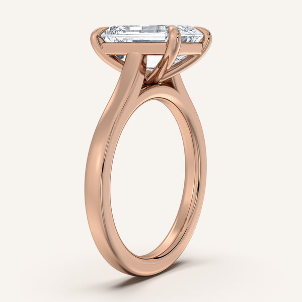 Emerald Cut Cathedral Engagement Ring | 18k Rose Gold