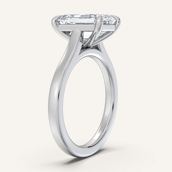 Emerald Cut Cathedral Engagement Ring | 14k White Gold