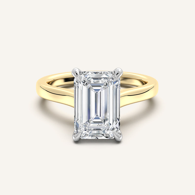 Image for Emerald Cut Cathedral Engagement Ring | 18k Two Tone