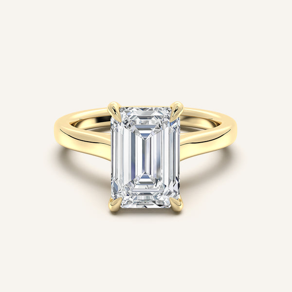 Emerald Cut Cathedral Engagement Ring | 18k Yellow Gold