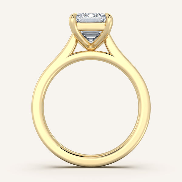 Emerald Cut Cathedral Engagement Ring | 18k Yellow Gold