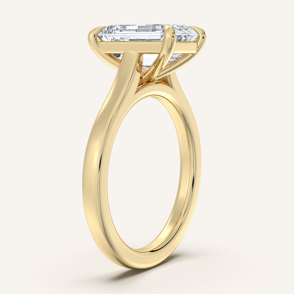Emerald Cut Cathedral Engagement Ring | 14k Yellow Gold