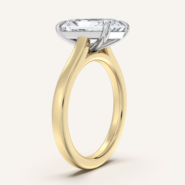 Radiant Cut Cathedral Engagement Ring | 14k Two Tone