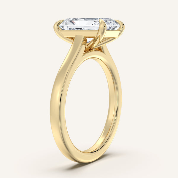 Radiant Cut Cathedral Engagement Ring | 18k Yellow Gold