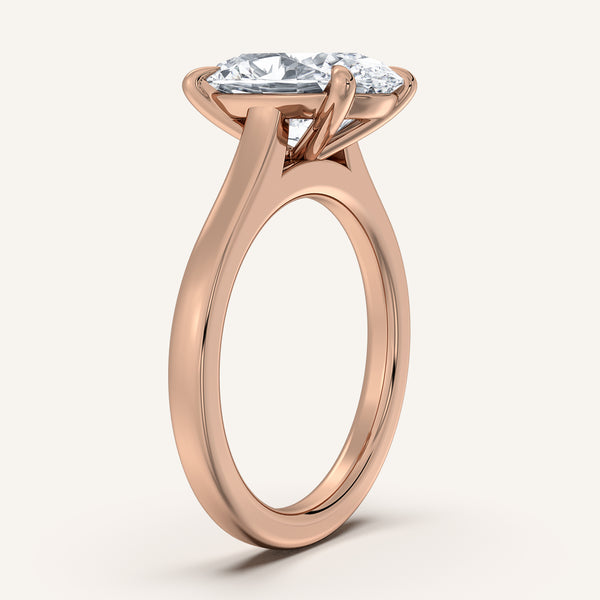 Oval Cathedral Engagement Ring | 18k Rose Gold