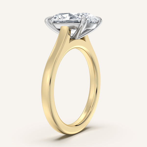 Oval Cathedral Engagement Ring | 18k Two Tone