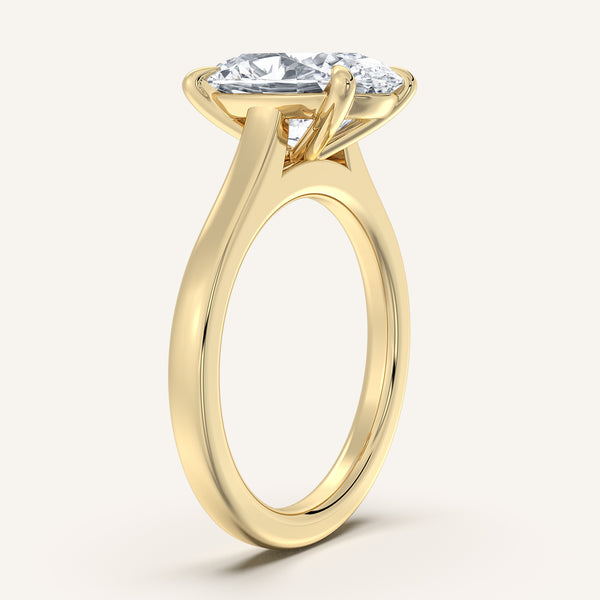 Oval Cathedral Engagement Ring | 14k Yellow Gold