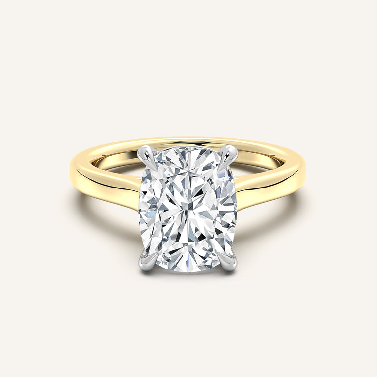 Image for Cushion Cut Cathedral Engagement Ring | 18k Two Tone