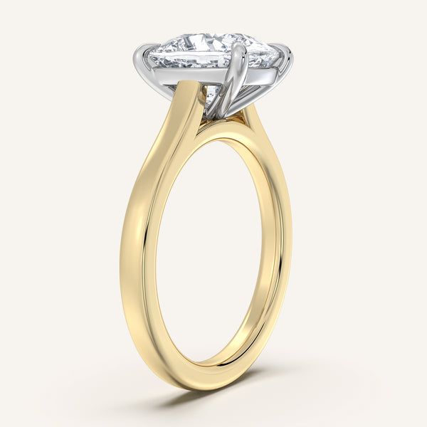Cushion Cut Cathedral Engagement Ring | 14k Two Tone