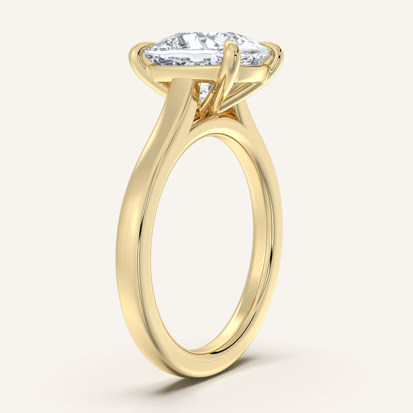 Cushion Cut Cathedral Engagement Ring | 14k Yellow Gold