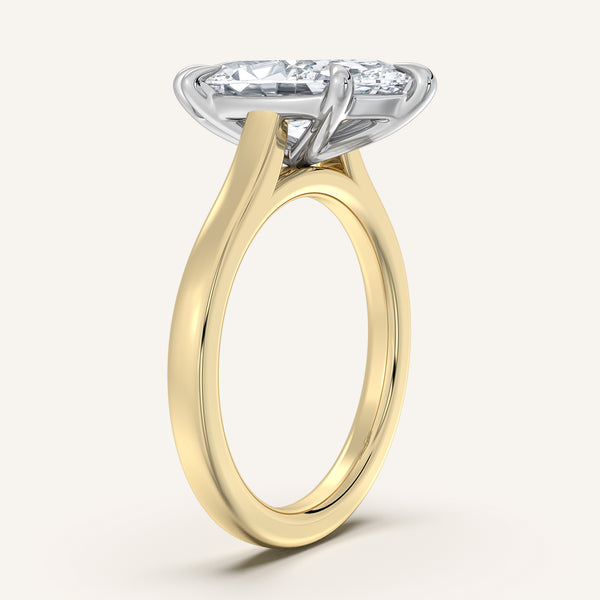 Marquise Cathedral Engagement Ring | 18k Two Tone
