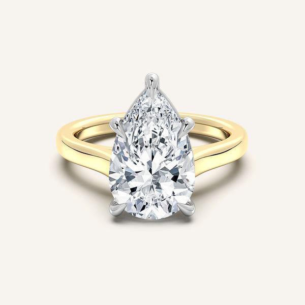 Pear Shape Cathedral Engagement Ring | 18k Two Tone
