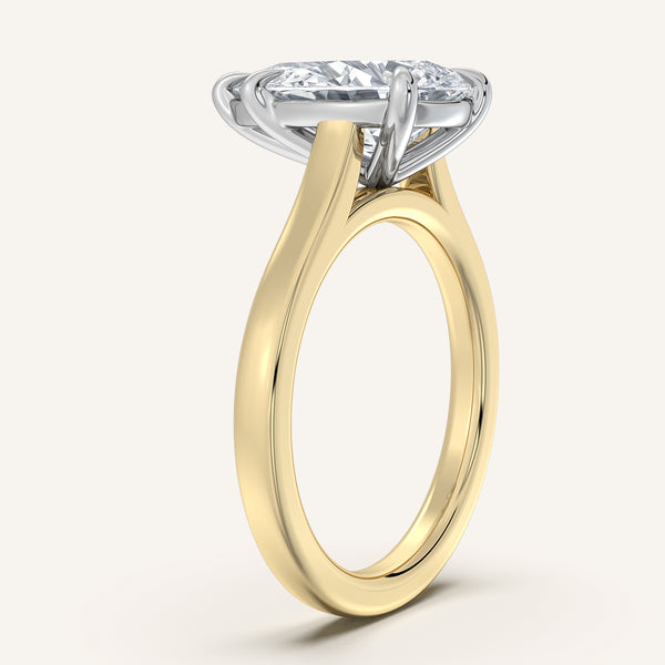 Pear Shape Cathedral Engagement Ring | 18k Two Tone