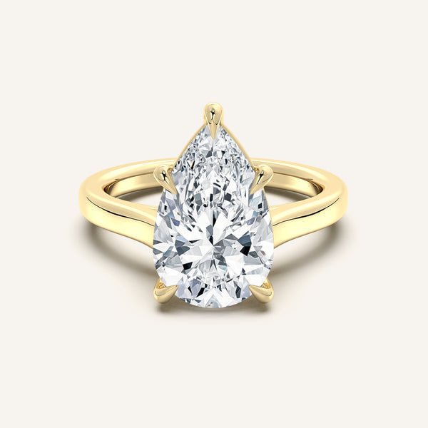 Pear Shape Cathedral Engagement Ring | 18k Yellow Gold