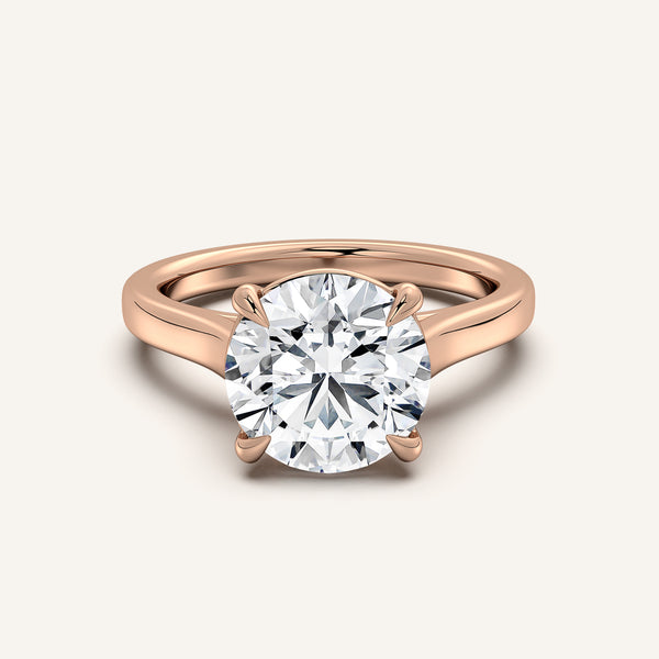 Round Cathedral Engagement Ring | 18k Rose Gold