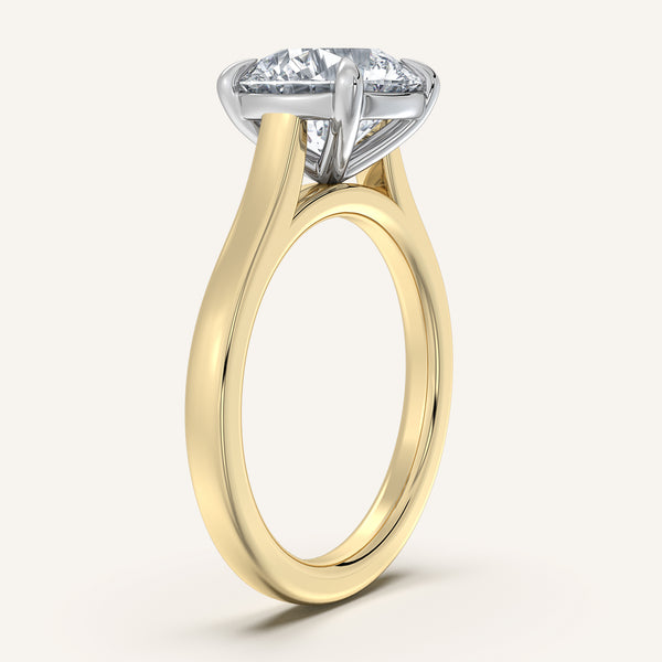 Round Cathedral Engagement Ring | 18k Two Tone
