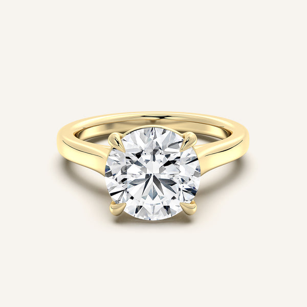Round Cathedral Engagement Ring | 18k Yellow Gold