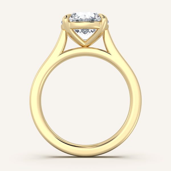 Round Cathedral Engagement Ring | 18k Yellow Gold