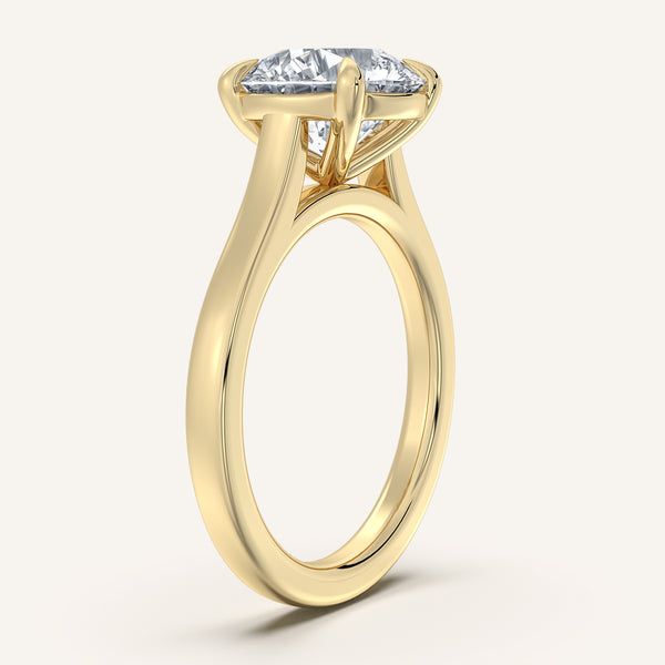 Round Cathedral Engagement Ring | 14k Yellow Gold