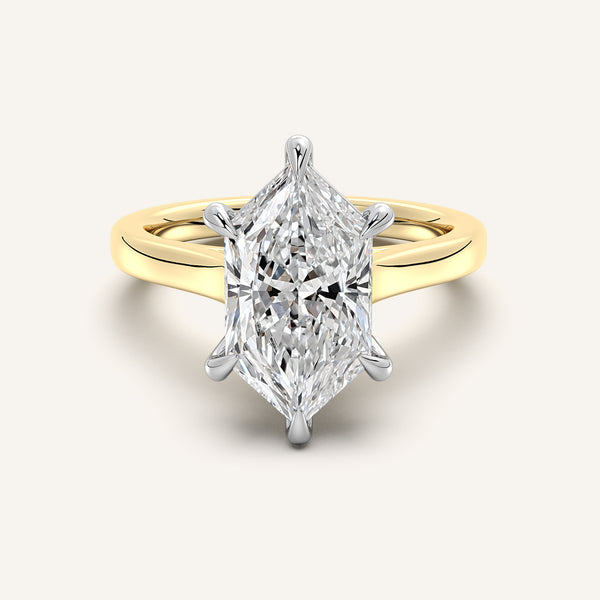 Dutch Marquise Cathedral Engagement Ring | 18k Two Tone