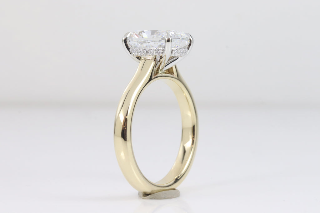 Aurore Hidden Halo | 3.22ct D-VVS2 Cushion | 14k Two Tone